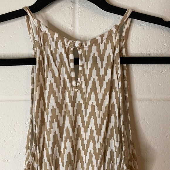 Loft Petites Tan White Chevron Embellished Keyhole Tank Top - Picture 6 of 9